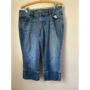 Y2K Apt. 9 Petite Denim Capri Jeans Womens 10P Cuffed Hem Blue 90s Preppy
